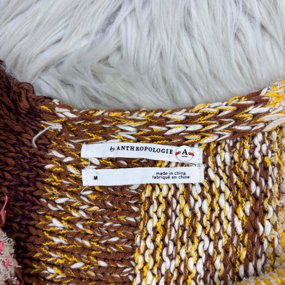 Anthropologie Women's M Textured Striped Knit Slub Sweater Boho Artsy - Picture 4 of 7